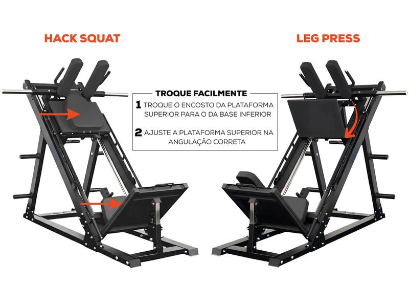Agachamento Hack Leg Press Máquina Articulada 2 em 1 Yangfit
